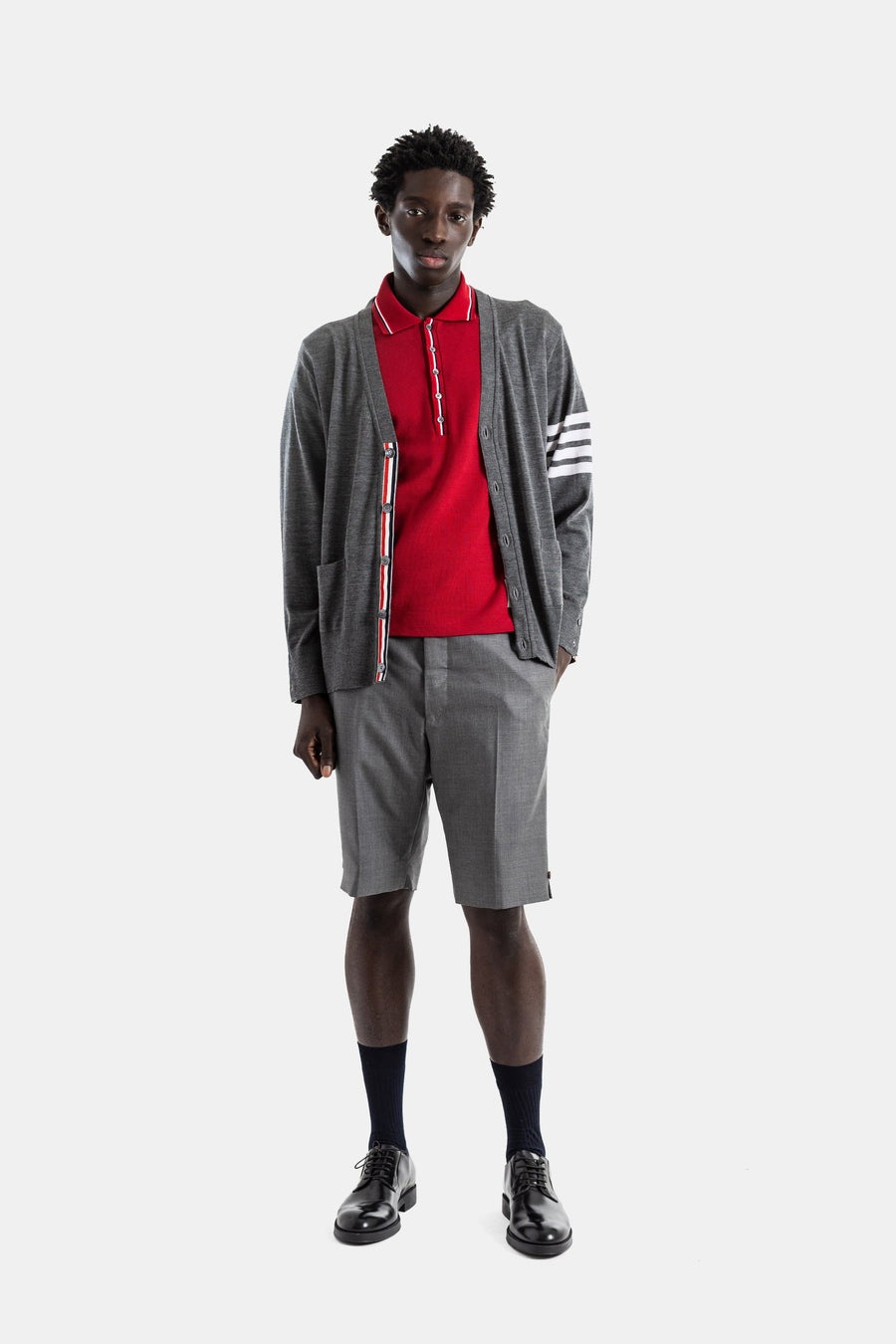 Thom Browne Superfine heather grey merino wool cardigan in gray