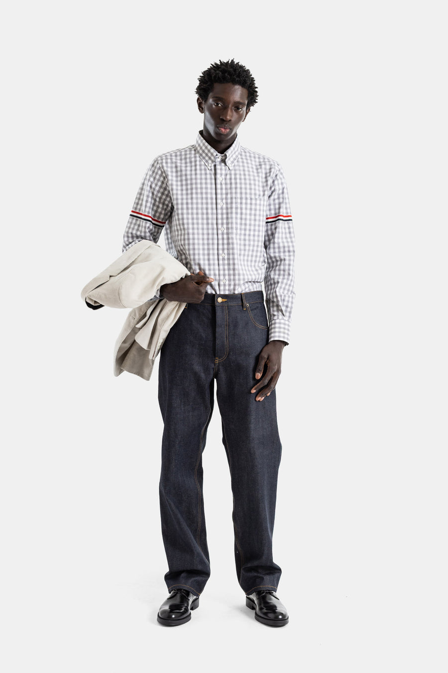 Thom Browne 13.75 oz raw indigo Japanese selvedge denim jeans in navy