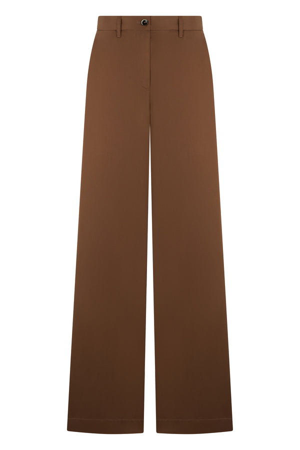 Wide-Leg High-Waisted Trousers Mocha Lycra