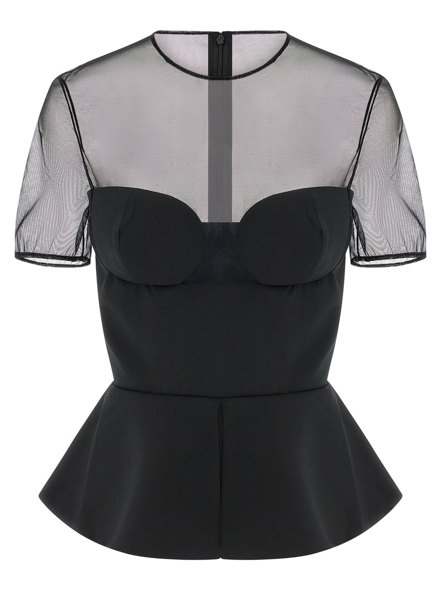 Nensi Dojaka Tulle & Wool Bustier Bustier Top — Black