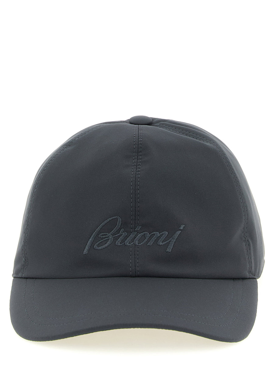 Brioni Tone-on-Tone Embroidered Logo Baseball Cap — gray