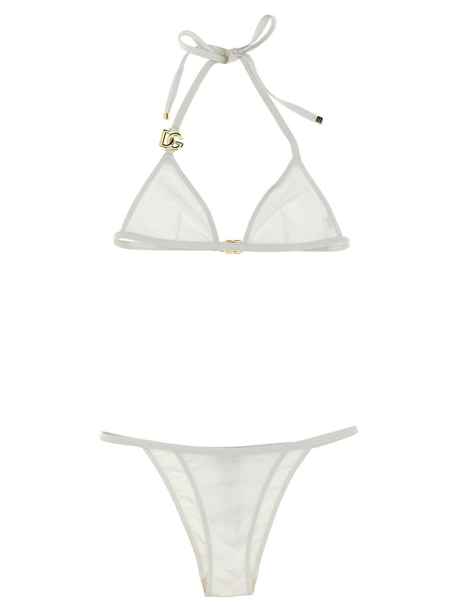 Dolce & Gabbana Logo Buckle Bikini — White
