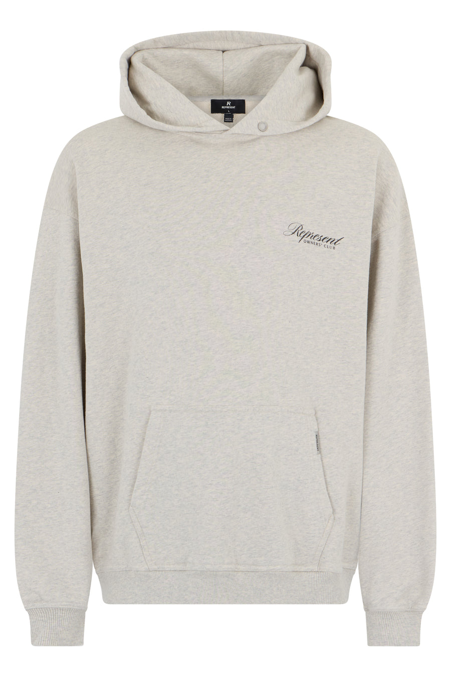 Hooded Sweatshirt Owners Club Script Heather Grey Cotton Jumpers