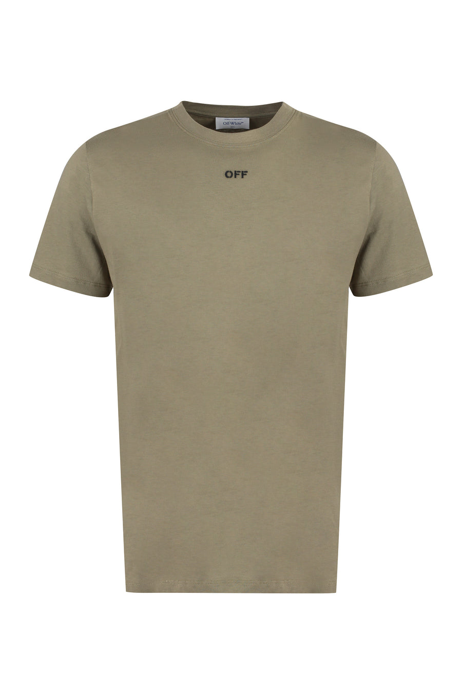 Cotton Crew-Neck T-Shirt With Back Embroidery Green T-shirts