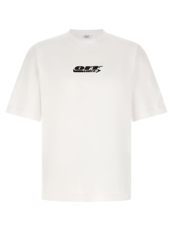 تيشيرت سكايت Off White شعار مزين بطبعة قميص — أبيض