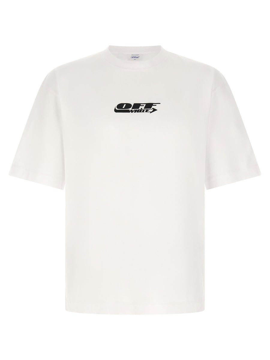 تيشيرت سكايت Off White شعار مزين بطبعة قميص — أبيض