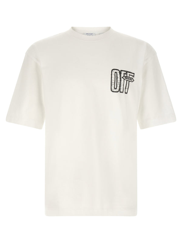 تيشيرت Off White بطبعة غرافيكية قطن قميص — أبيض