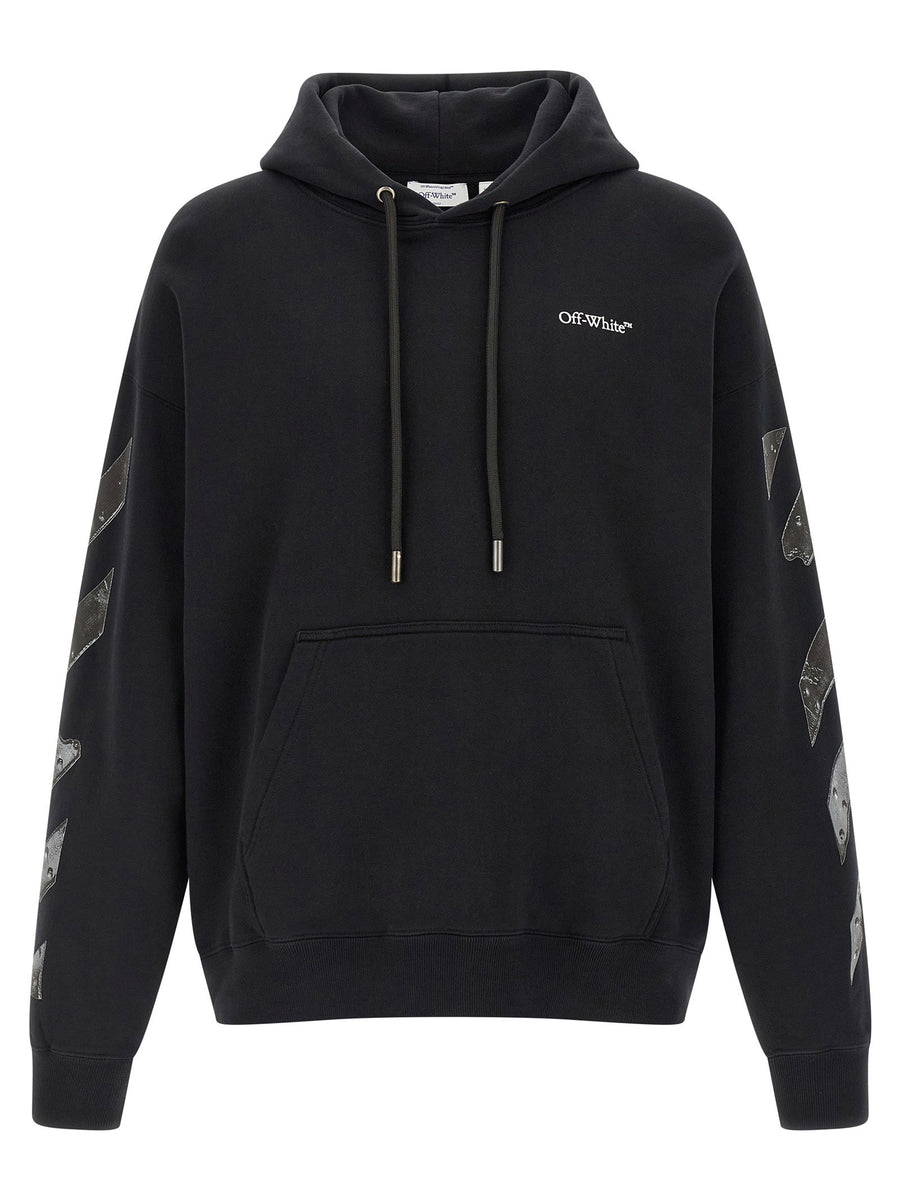 Off White Metal Arrow Skate Print Hoodie — Black