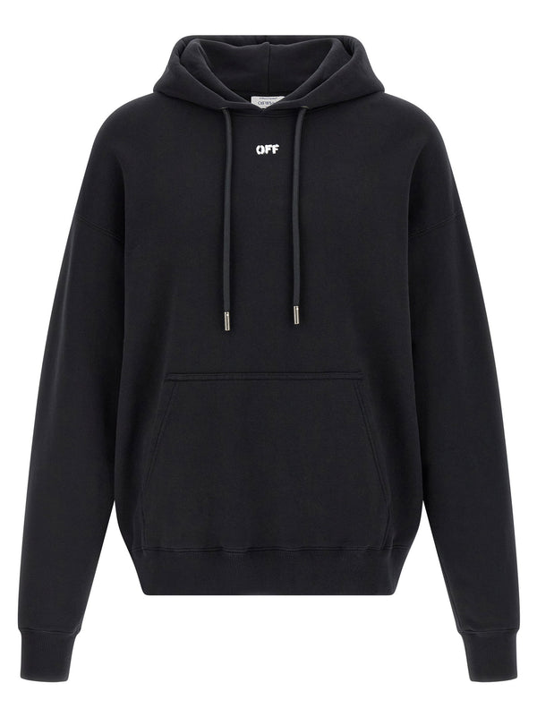 Off White شعار مطرزة هودي — أسود