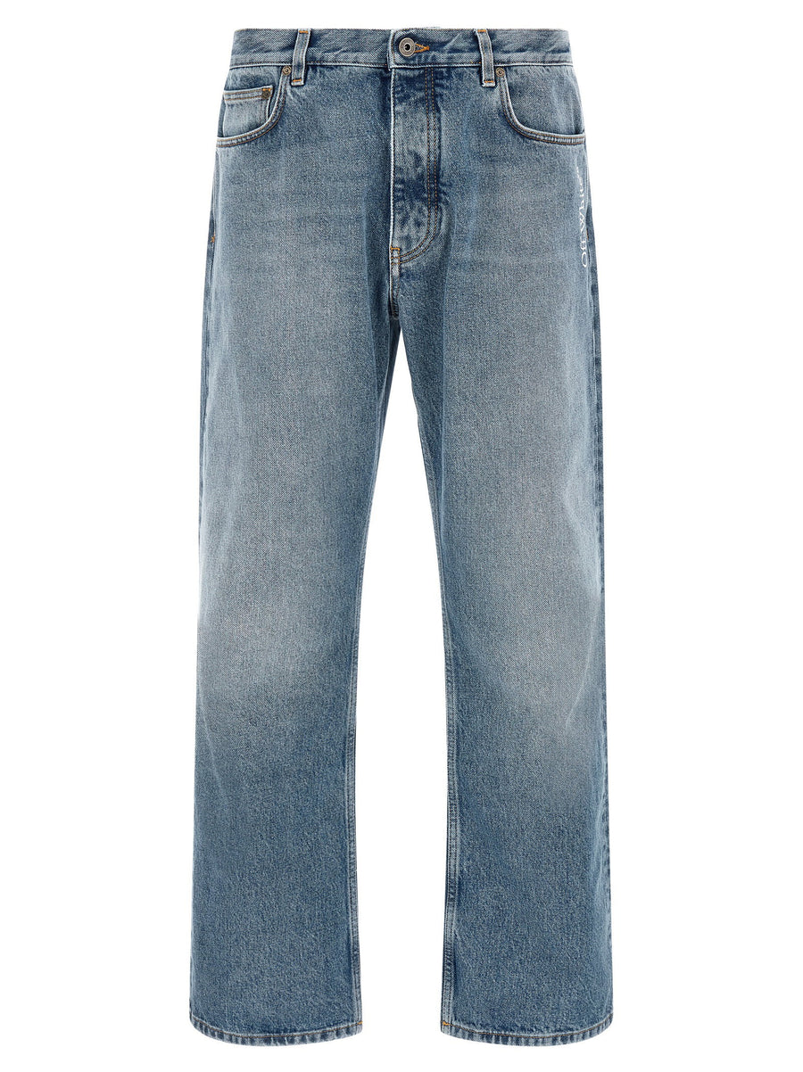 Off White Half Arrow Print Jeans — Blue