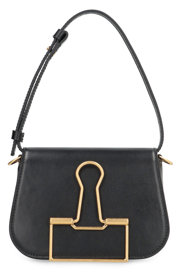 Skeleton Binder Leather Shoulder Bag Black Calf; Lining: Cotton Handbags