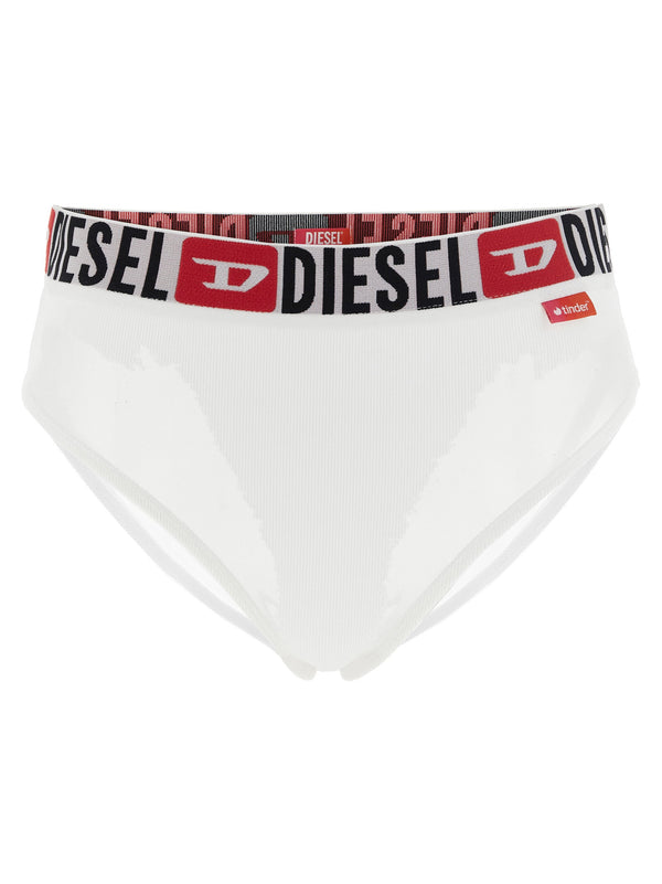 سروال داخلي مضلع بشعار Diesel جاكار شعار — أبيض