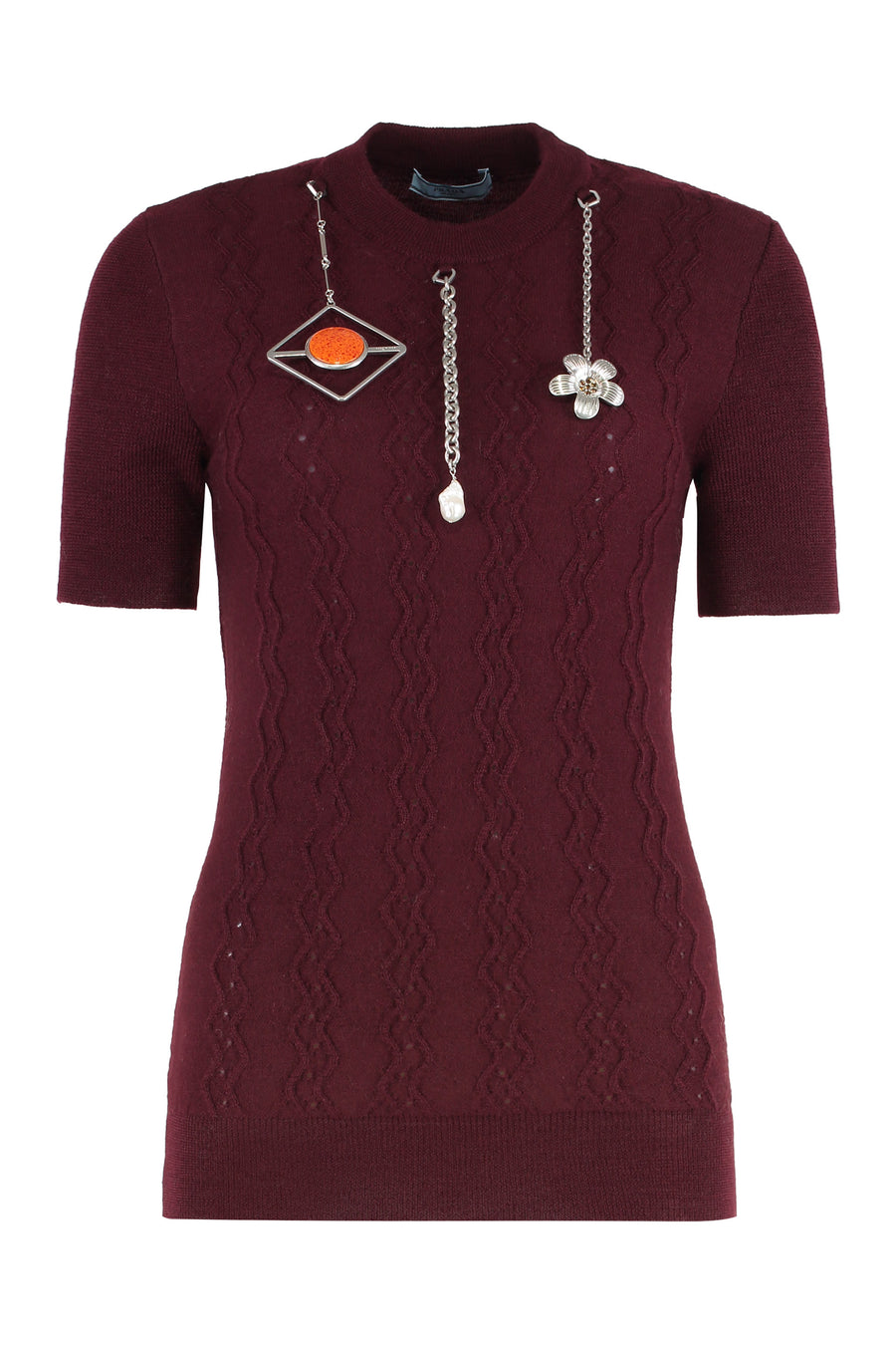 Short-Sleeve Wool Shirt Amaranth Virgin Knitwear