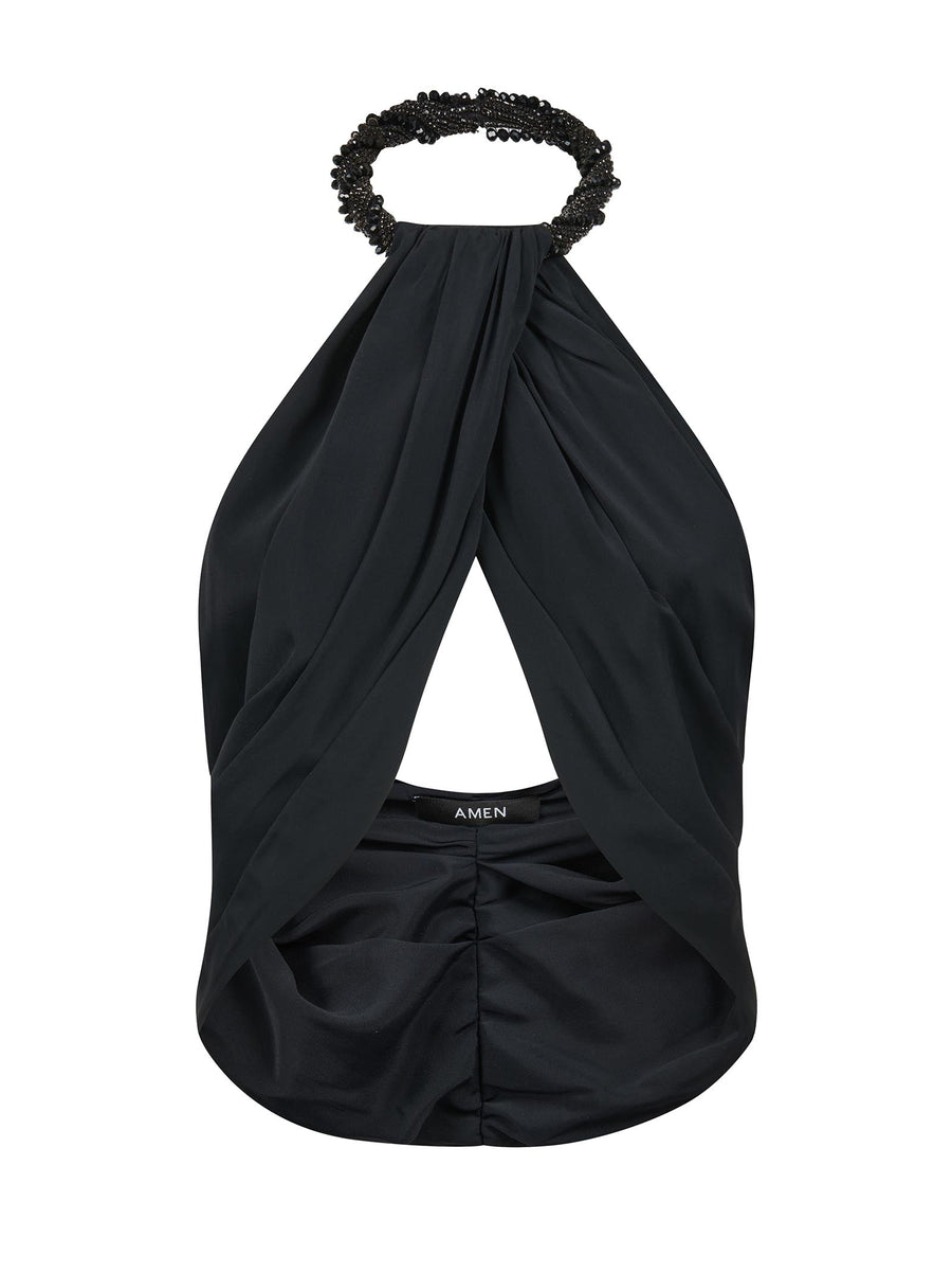 Amen Halter Top Black Acrylic Tops