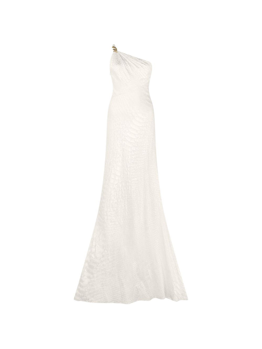 Dress One-Shoulder White Viscose
