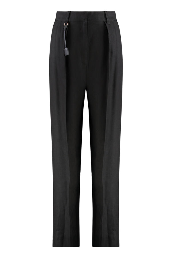 Wide-Leg Trousers High-Waist Black Viscose