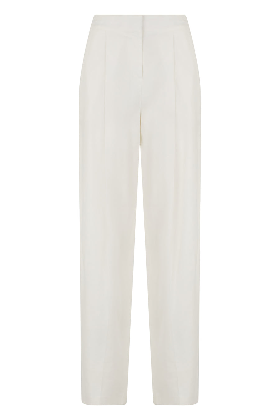 Straight Trousers High-Waisted Ivory Linen