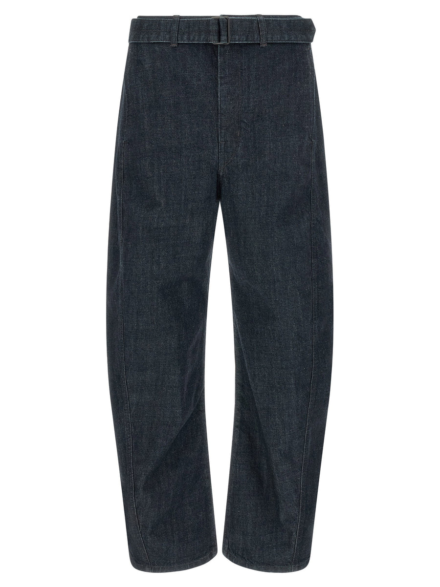 Lemaire Twisted Belted Jeans — Dark Blue