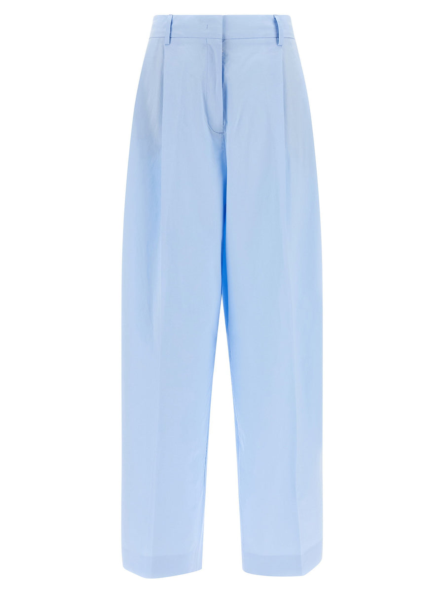 Fabiana Filippi Cotton Poplin Wide-Leg Trousers — Light Blue