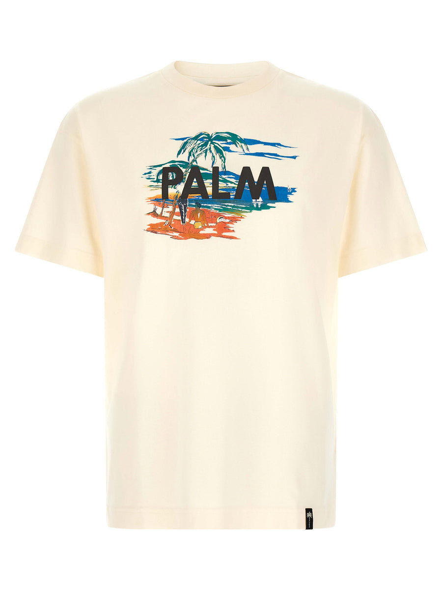 Palm Angels Graphic Print T-Shirt — cream
