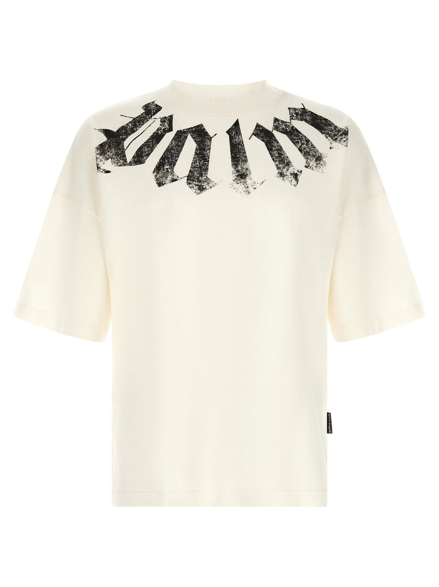 Palm Angels Gothic Logo Print T-shirt — Cream