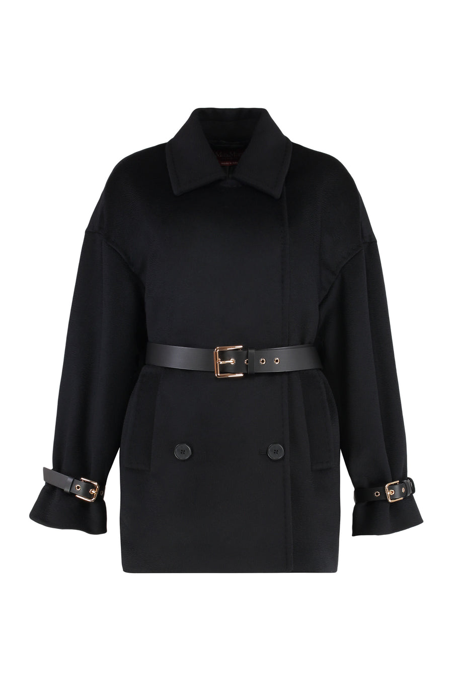 Double-Breasted Coat Pausa Virgin Wool Black Double Breasted & Peacoats