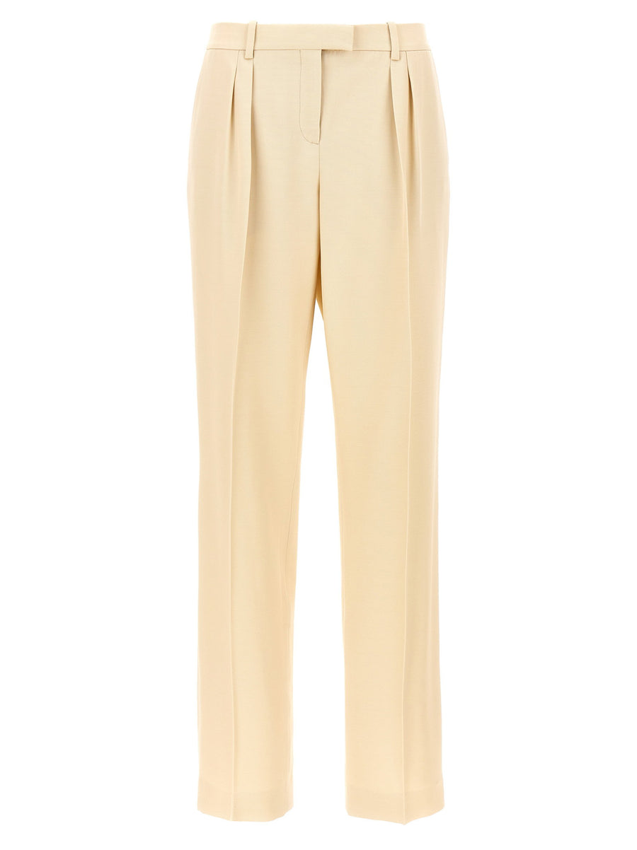 Tom Ford Pleated Silk-Wool Trousers — Cream