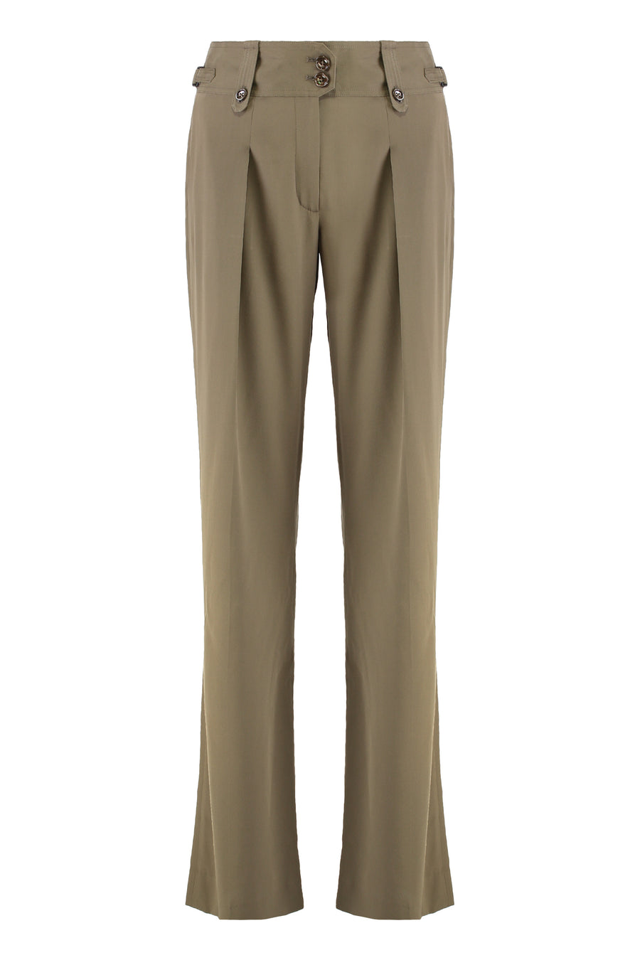 Silk Trousers Khaki Flared