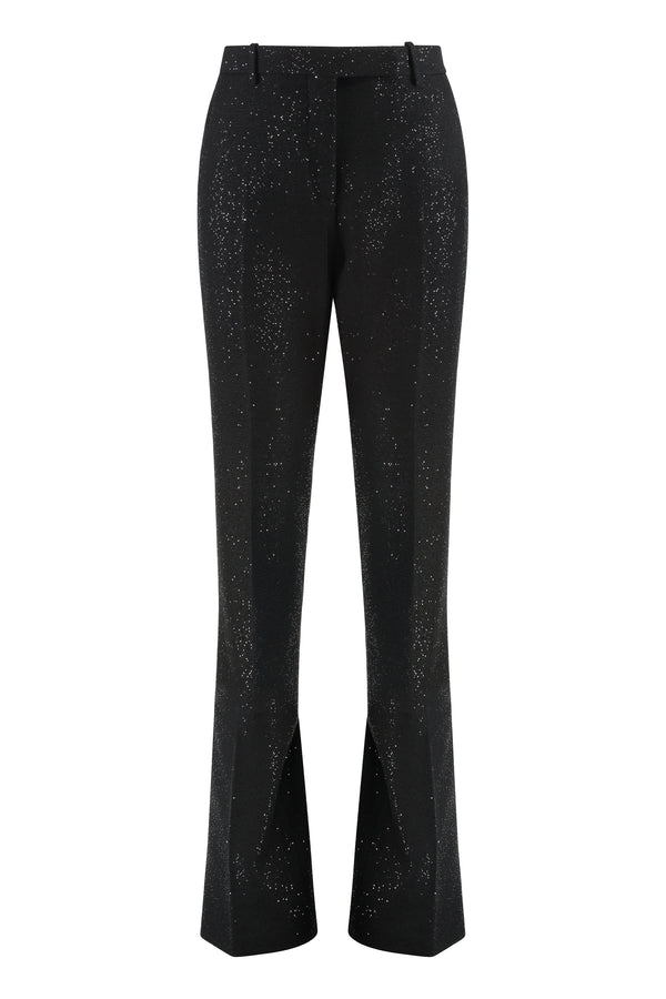Trousers Tailored Wool-Crepe Black Flared