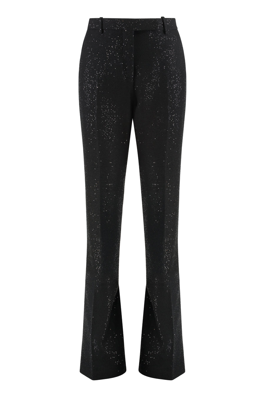 Trousers Tailored Wool-Crepe Black Flared