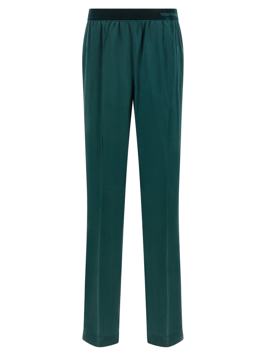 Tom Ford Silk Satin Pajama Trousers — teal