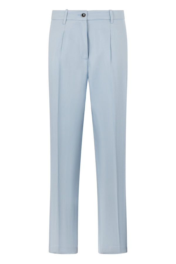 Straight Linen Trousers Light Blue Trouser Suits