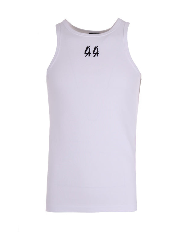 Sleeveless Top White Cotton Stretch Tops