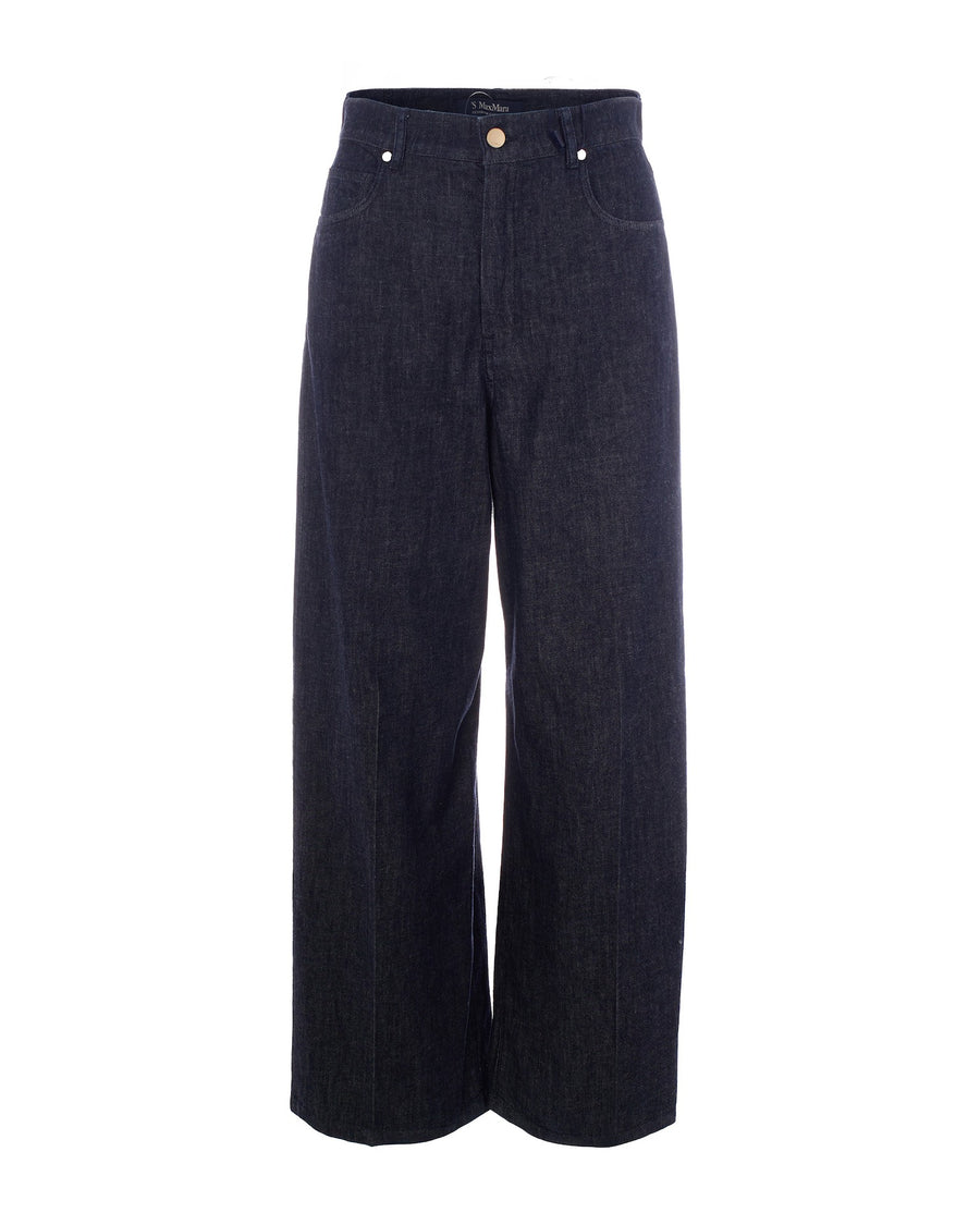 Jeans Straight-Leg Navy Blue Cotton