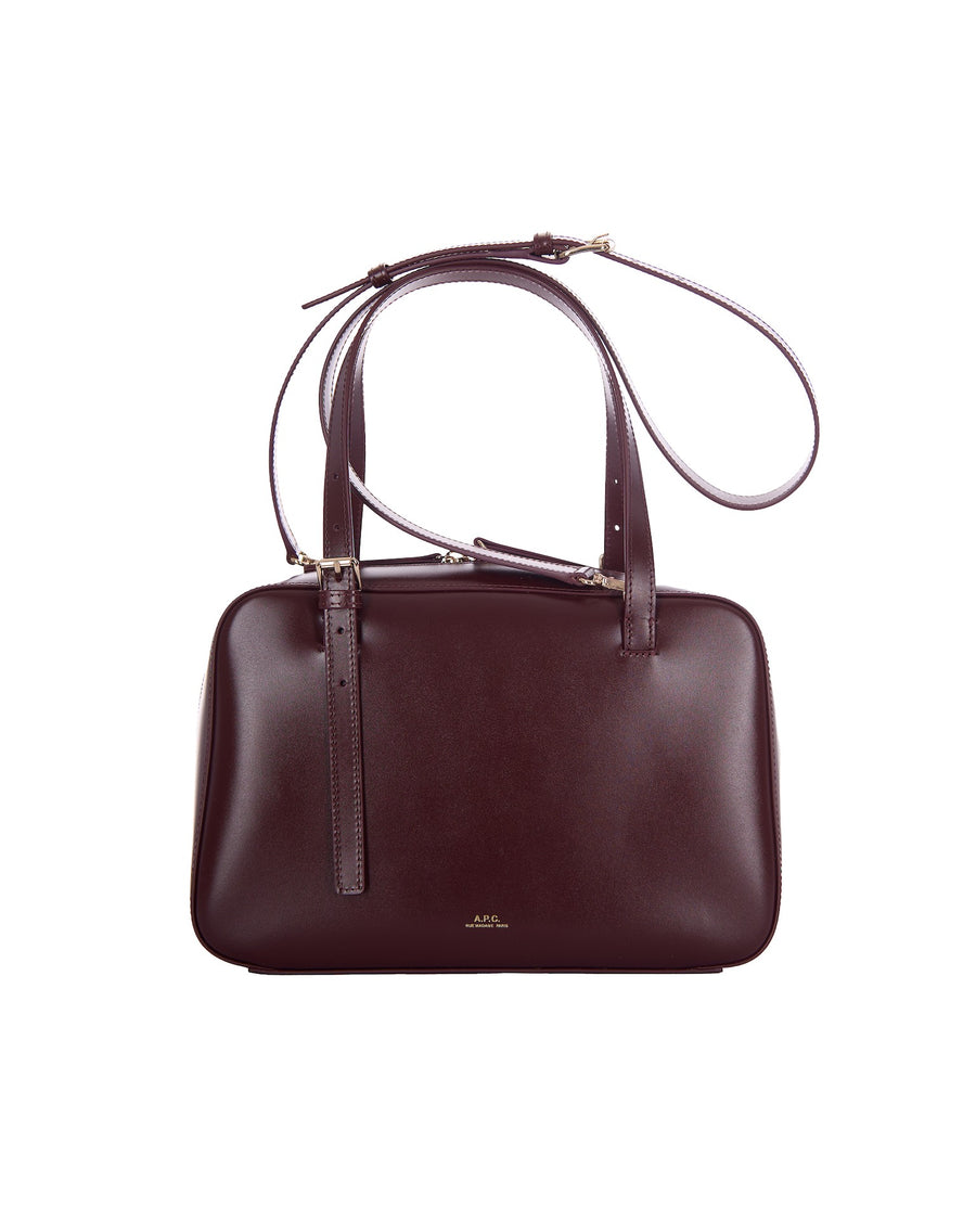 Handbag Virginie Box Wine Cowhide Leather Handbags