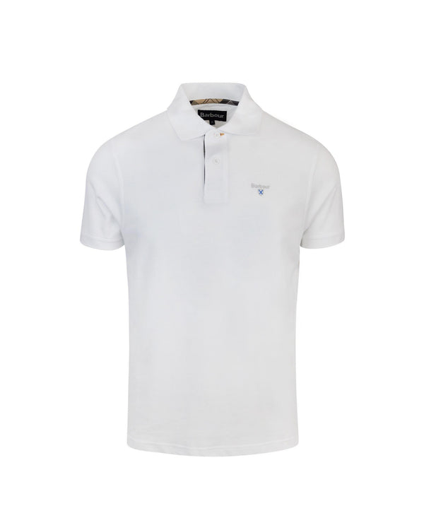 Polo Shirt Tartan Trim White Cotton