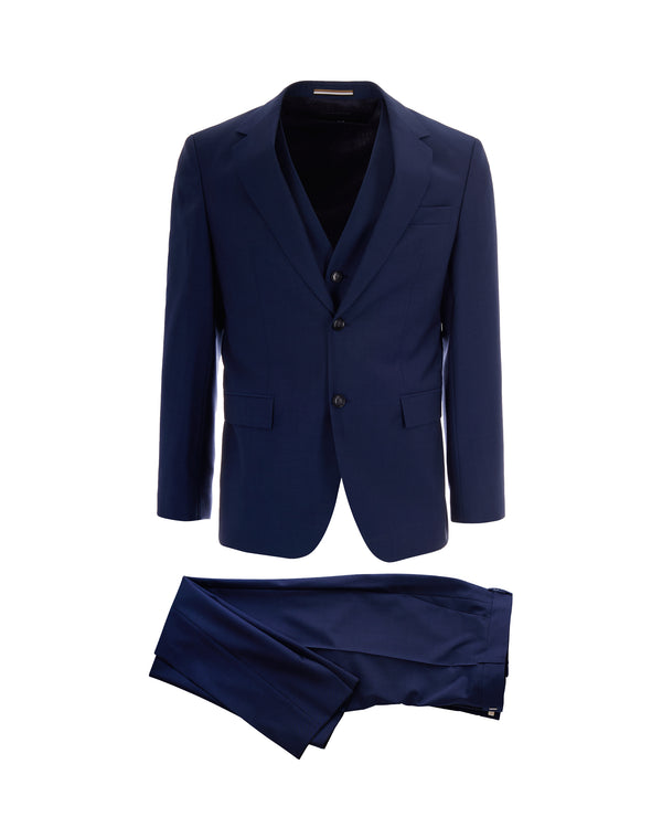 Three-Piece Suit Dark Blue Virgin Wool Suits
