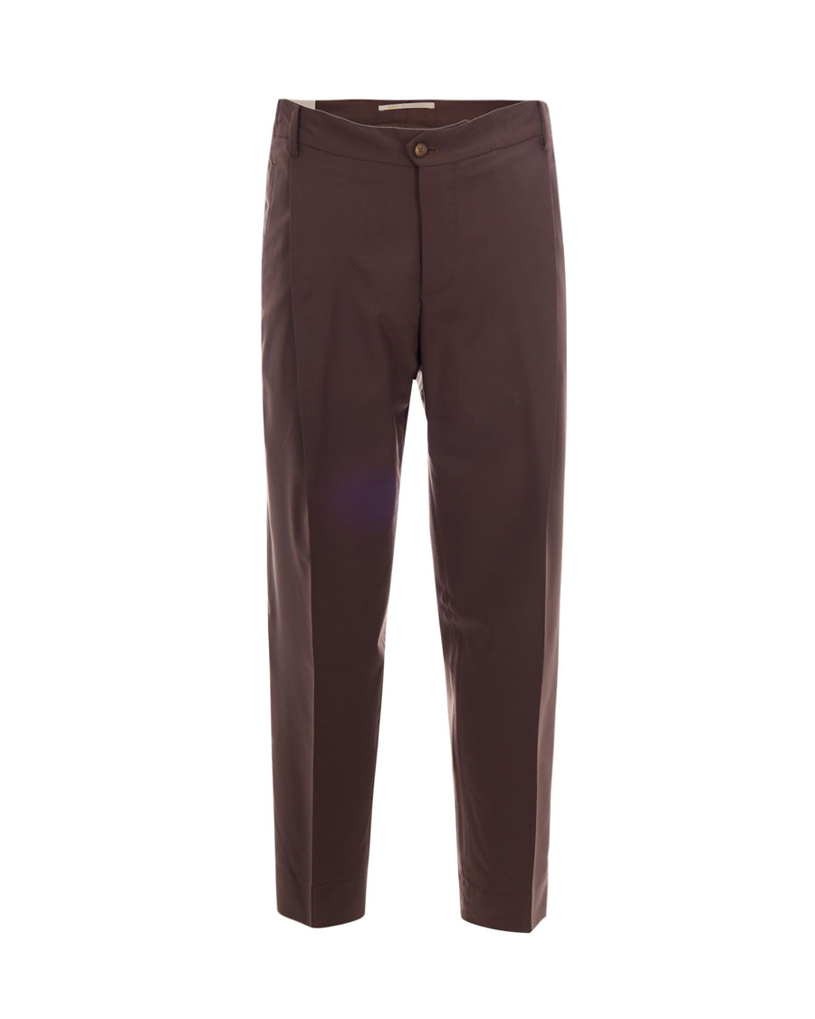 Trousers Manhattan Brown Wool Polyester; Lining Cotton
