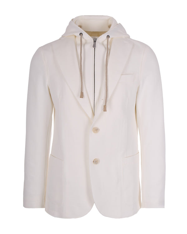 Hooded Jacket White Cotton