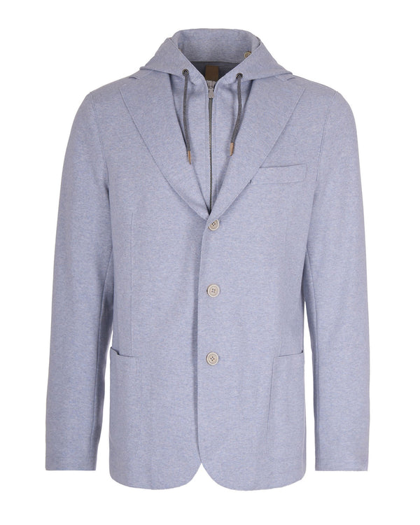 Hooded Jacket Off-White Cotton Polyamide Elastane