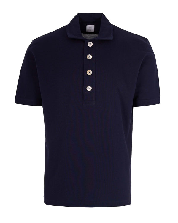 Polo Shirt Blue Cotton