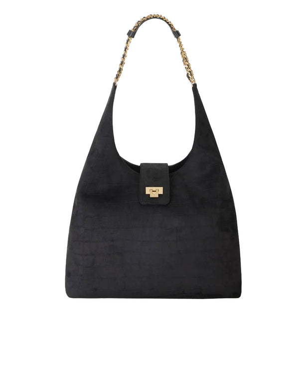 Hobo Bag Suede Black Main: Polyester Shoulder