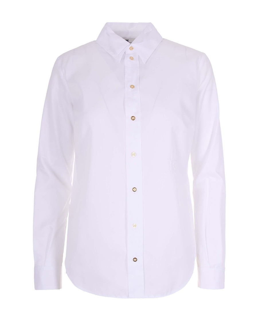 Shirt With Gold Buttons - White Cotton
