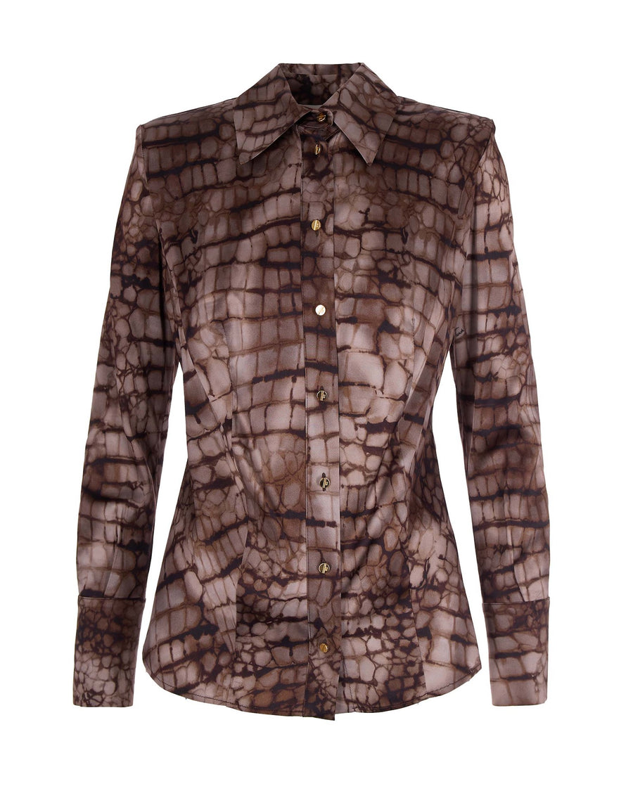 Printed Shirt Cocoa Viscose