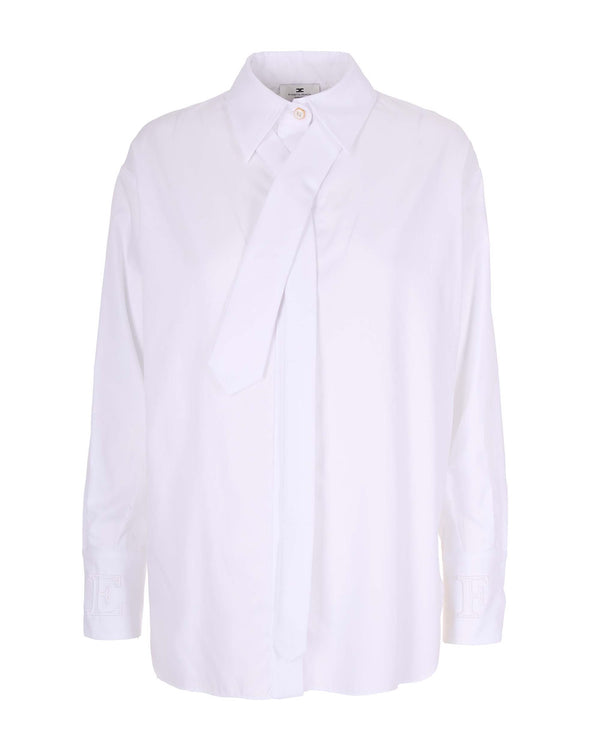 Shirt With Tie White Cotton