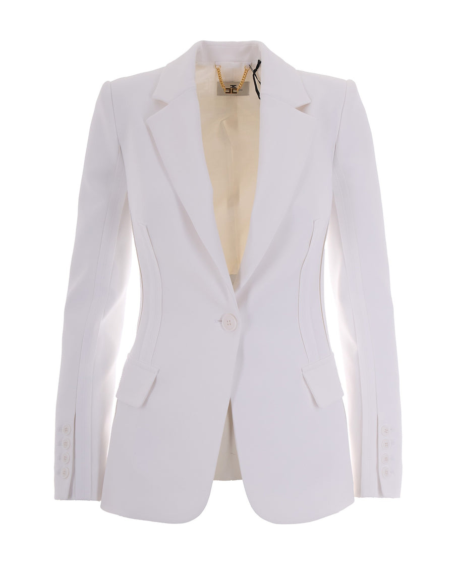 Stretch Double Crêpe Jacket Ivory Polyester
