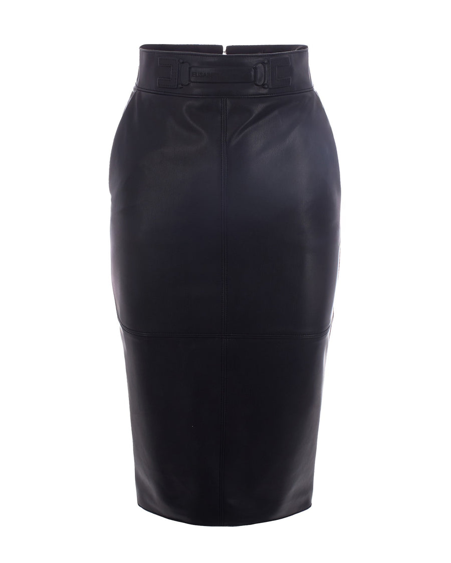 Skirt Nappa-Effect Black Viscose Elastane