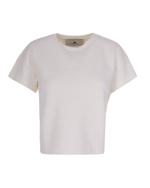 T-Shirt With 3d Lettering - Chalk Cotton T-shirts & Jerseys