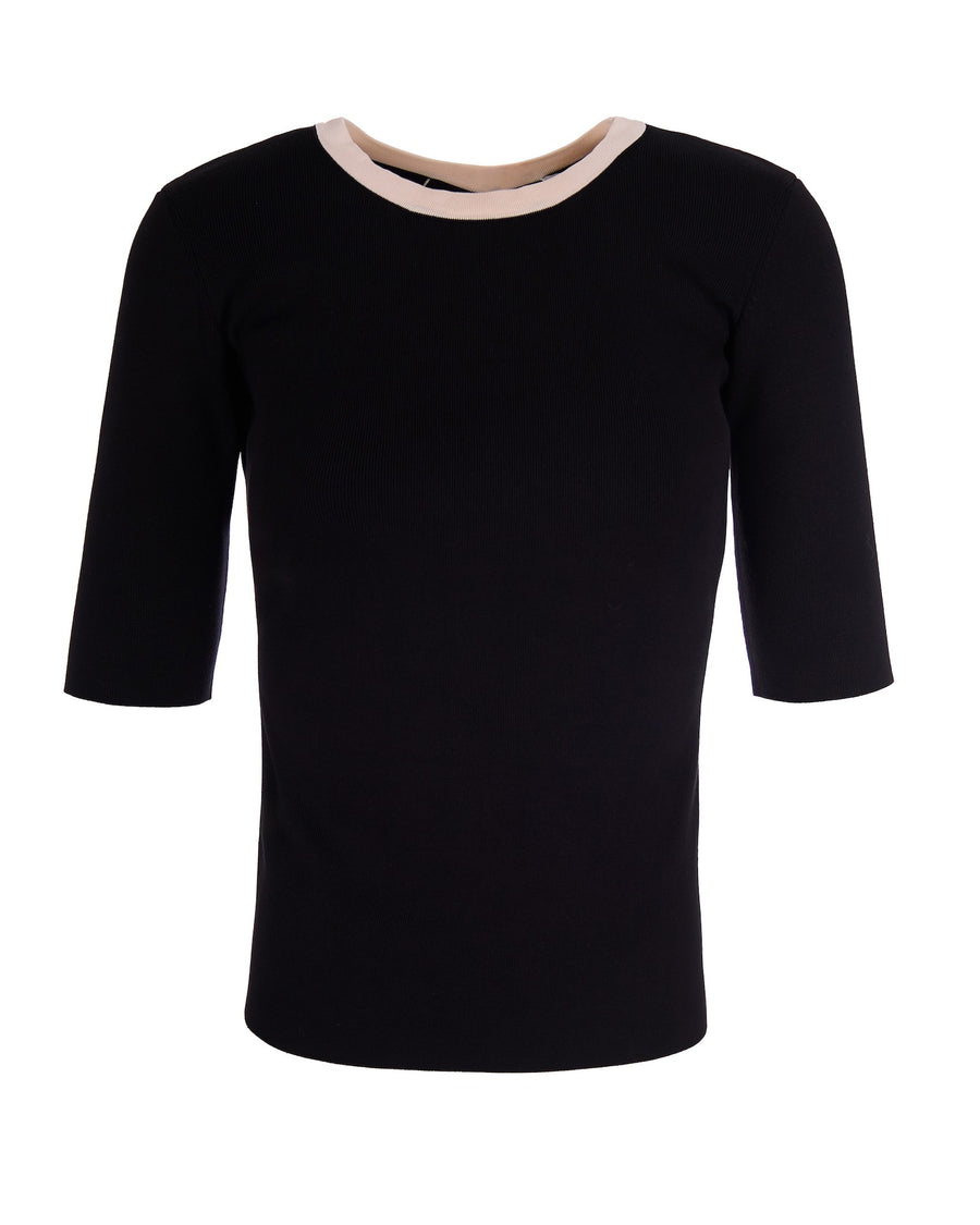 Knit Top With Viscose Bands Black-Butter Black/butter Main: Jumpers