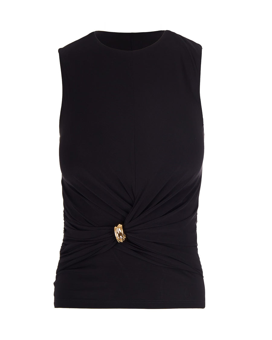 Sleeveless Jersey Top Black Viscose Elastane Tops
